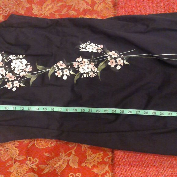 CAROLINA HERERRA Cotton sheath dress. Black w/hand-painted floral design. Sz 14 - Picture 10 of 10